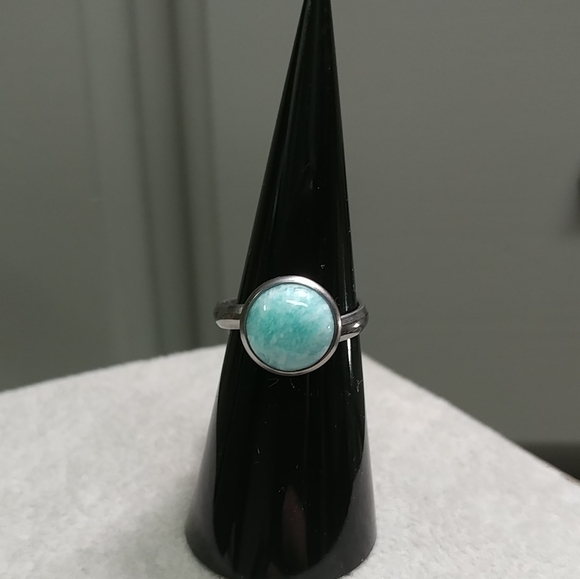 Amazonite Ring Natural Gemstone Adjustable Stainless-Steel Ring Crystal - Picture 6 of 15